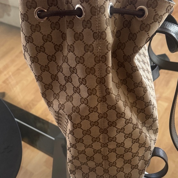 Gucci Tan Monogram Drawstring Backpack - Picture 13 of 16